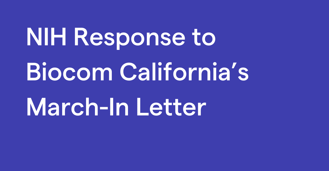 NIH Response to Biocom California's March-In Letter