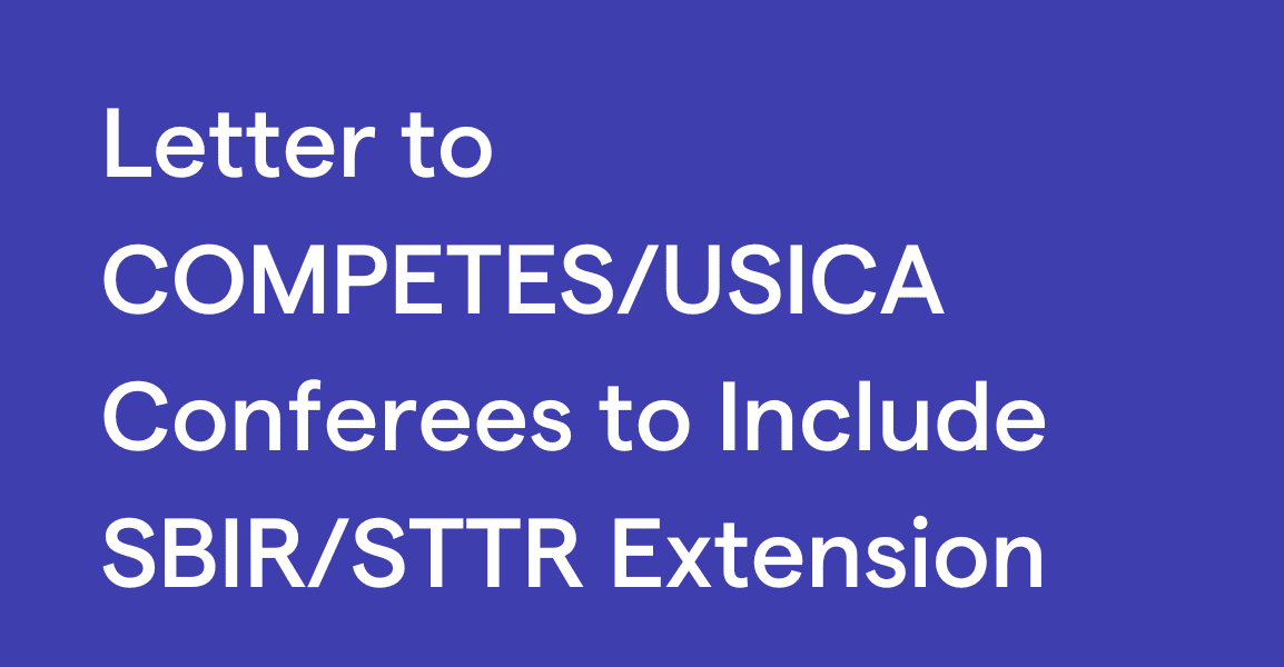 Letter to COMPETES/USICA Conferees to Include SBIR/STTR Extension